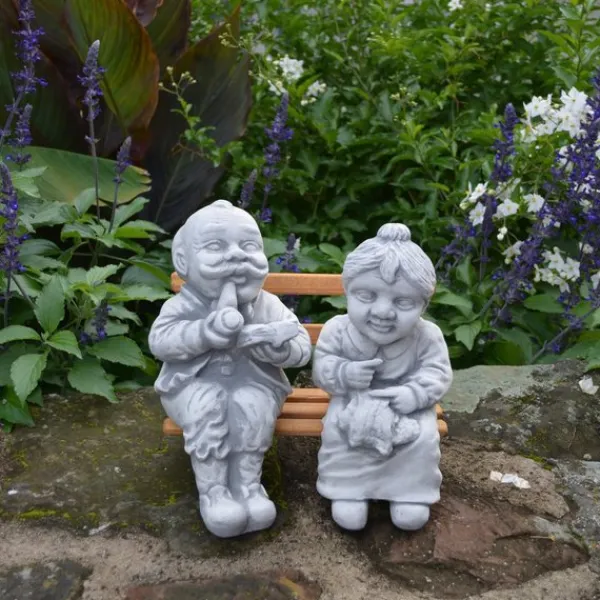 Gartendekoparadies Enfants & Anges-Grand-père et grand-mère sur un banc dans le jardin