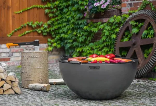 Gartendekoparadies Bols À Feu & Poêles De Jardin-Grille de cuisson en acier avec 4 poignées