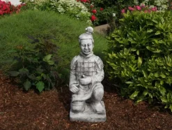 Gartendekoparadies Figures & Statues-Guerrier chinois en terre cuite agenouillé