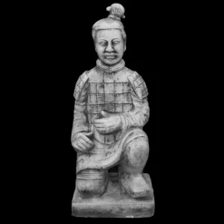 Gartendekoparadies Figures & Statues-Guerrier chinois en terre cuite agenouillé