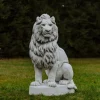 Gartendekoparadies Animaux-Immense lion de pierre sur socle tourné vers la gauche