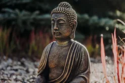 Gartendekoparadies Bouddhas-Immense statue de Bouddha dans des tons de bronze exclusifs