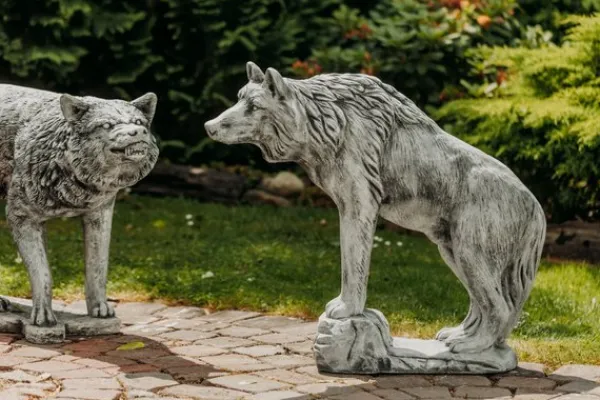 Gartendekoparadies Animaux-Imposante statue de loup