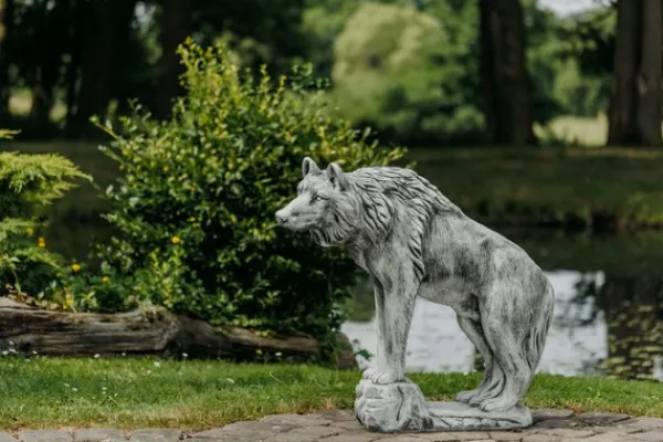 Gartendekoparadies Animaux-Imposante statue de loup