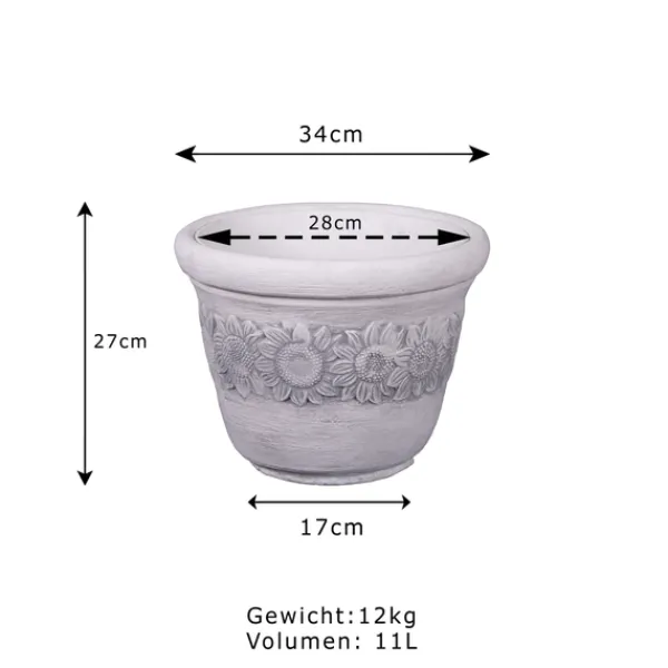 Gartendekoparadies Jardinières-Jardinière de taille moyenne avec motif tournesol