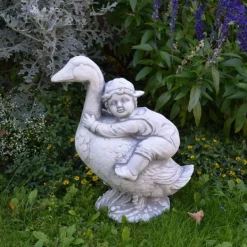 Gartendekoparadies Animaux|Enfants & Anges-Nils Holgersson avec l'oie sauvage