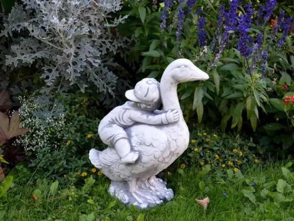 Gartendekoparadies Animaux|Enfants & Anges-Nils Holgersson avec l'oie sauvage