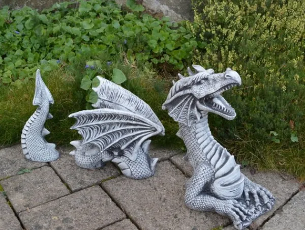 Gartendekoparadies Animaux-Énorme dragon en trois parties
