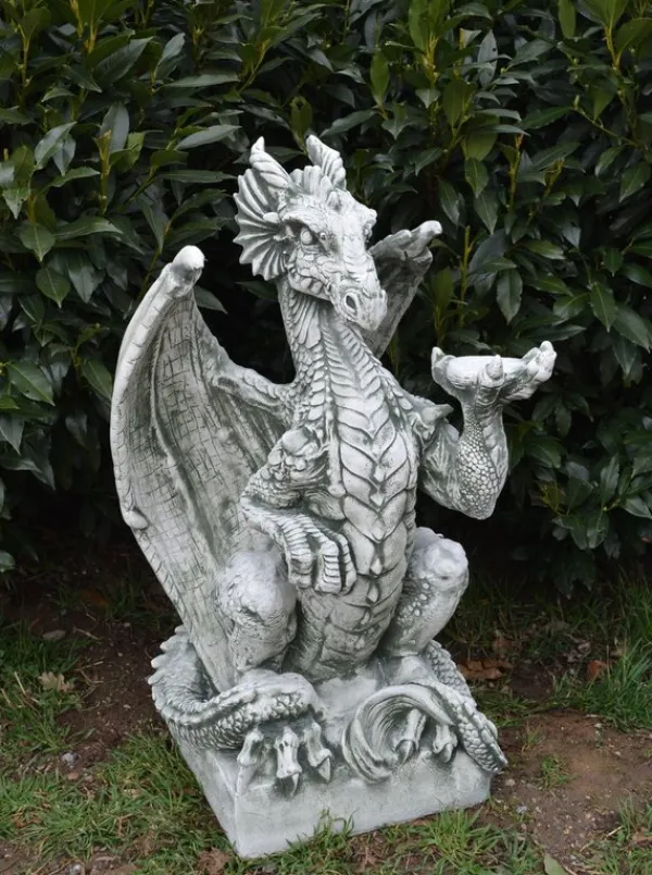 Gartendekoparadies Animaux-Énorme dragon sur un piédestal