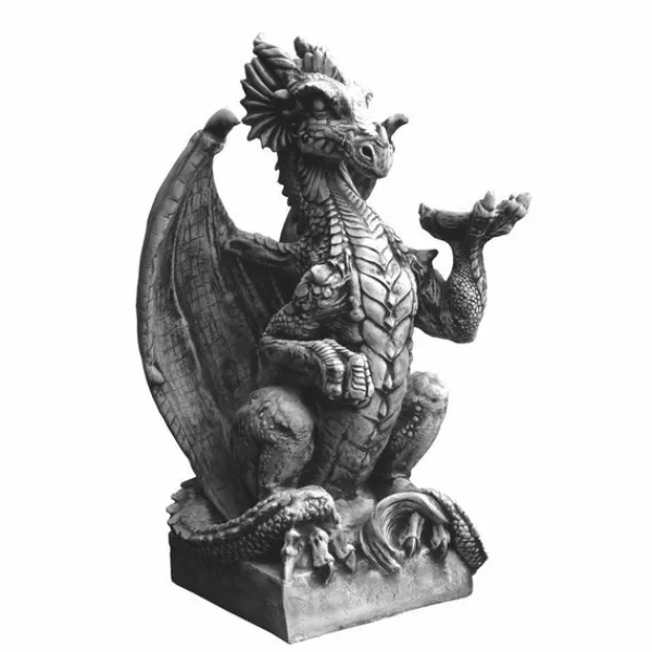 Gartendekoparadies Animaux-Énorme dragon sur un piédestal