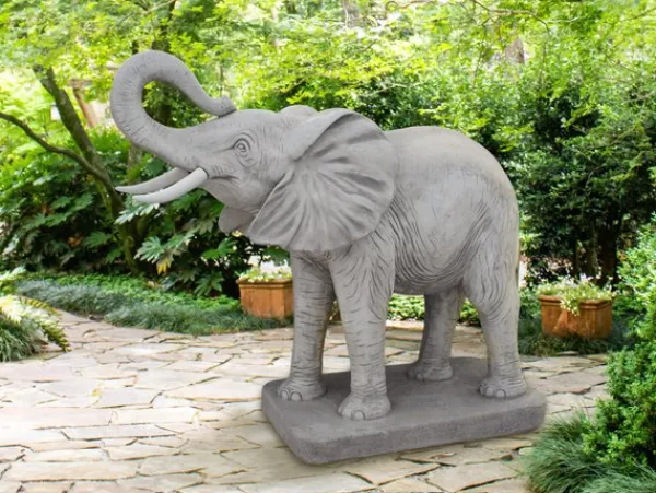 Gartendekoparadies Animaux-Énorme éléphant sur une plaque de base stable