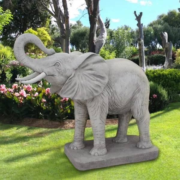 Gartendekoparadies Animaux-Énorme éléphant sur une plaque de base stable