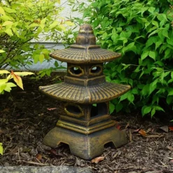 Gartendekoparadies Lanternes En Pierre-Pagode japonaise à huit fenêtres exclusive (or)