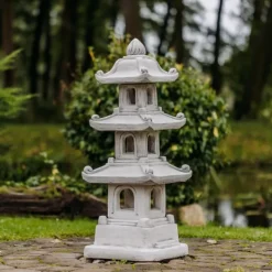Gartendekoparadies Lanternes En Pierre-Pagode japonaise en pierre à 3 étages