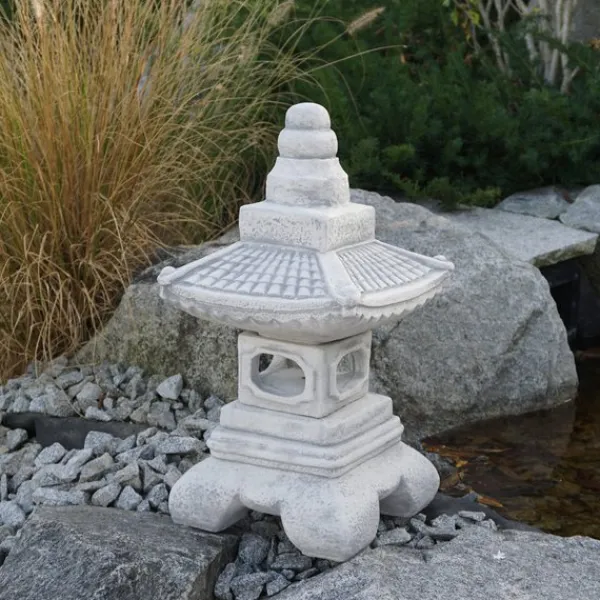 Gartendekoparadies Lanternes En Pierre-Pagode Yukimi avec un large toit