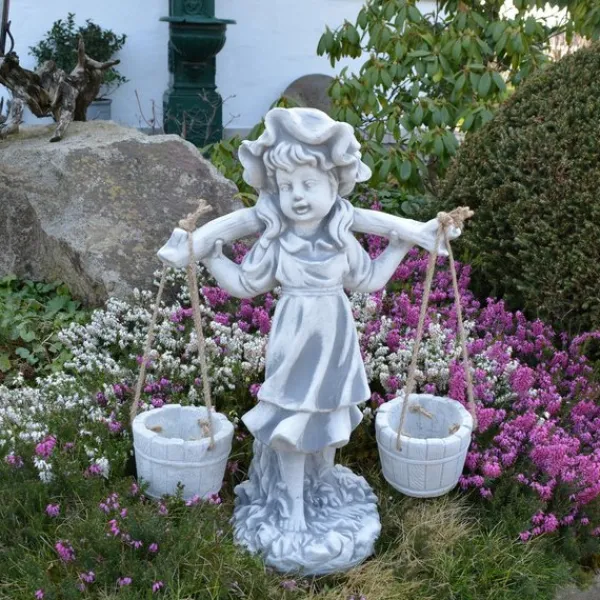 Gartendekoparadies Enfants & Anges-Personnage de fille avec panier suspendu