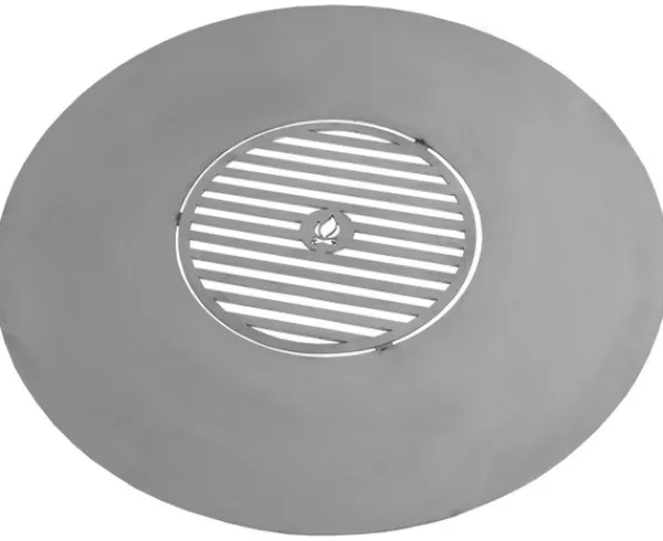 Gartendekoparadies Bols À Feu & Poêles De Jardin-Plaque en acier inox pour braséro 82 cm avec une grille 40 cm