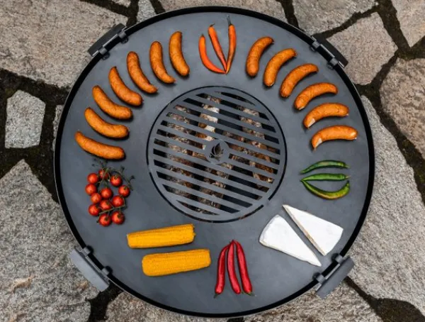 Gartendekoparadies Bols À Feu & Poêles De Jardin-Plaque pour braséro 78 cm avec une grille 36 cm et 4 poignées