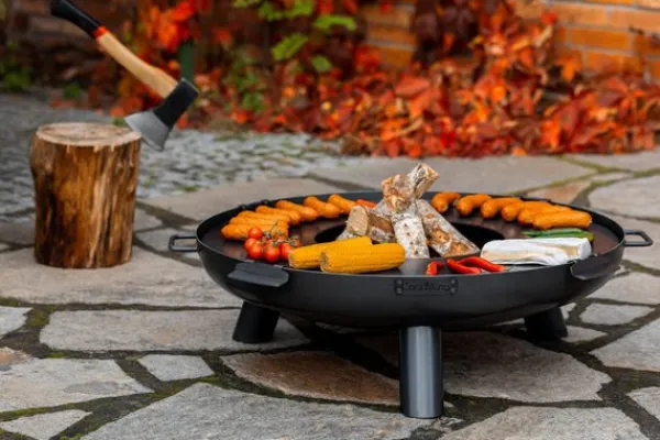Gartendekoparadies Bols À Feu & Poêles De Jardin-Plaque pour braséro 78 cm avec une grille 36 cm et 4 poignées