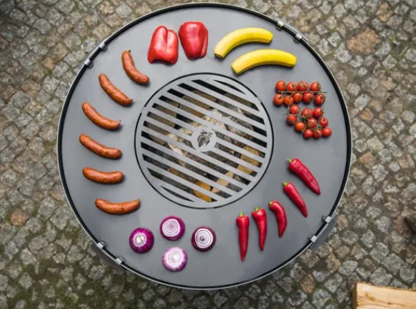 Gartendekoparadies Bols À Feu & Poêles De Jardin-Plaque pour braséro 78 cm avec une grille 36 cm et 4 poignées
