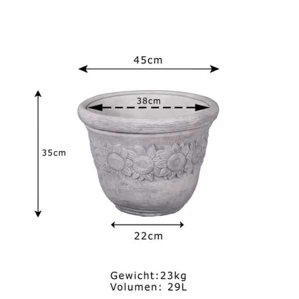 Gartendekoparadies Jardinières-Pot de fleurs XL avec motif tournesol