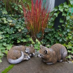 Gartendekoparadies Animaux-Prix spécial : deux chats bruns dans un ensemble