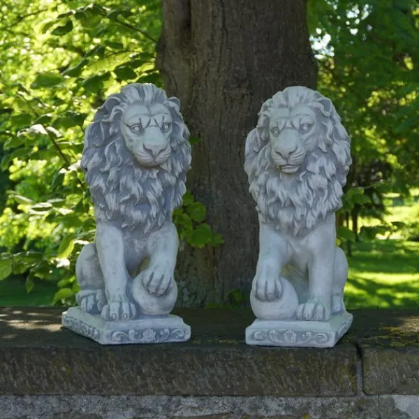 Gartendekoparadies Animaux-Prix ??spécial : Paire de Lions avec Ballon