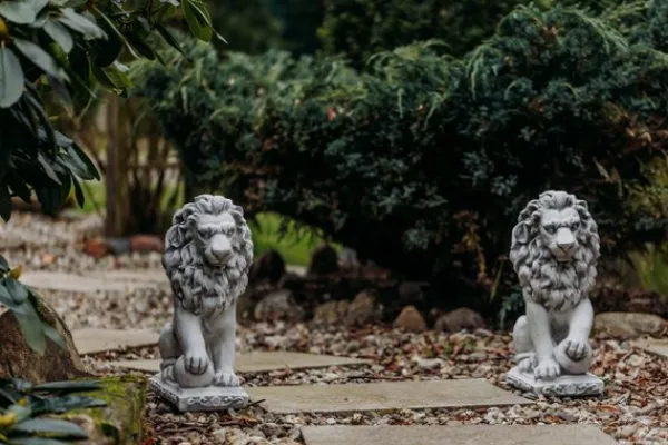 Gartendekoparadies Animaux-Prix ??spécial : Paire de Lions avec Ballon