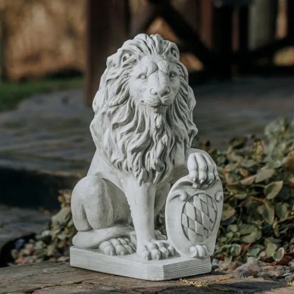 Gartendekoparadies Animaux-Prix ??spécial : paire de lions avec bouclier