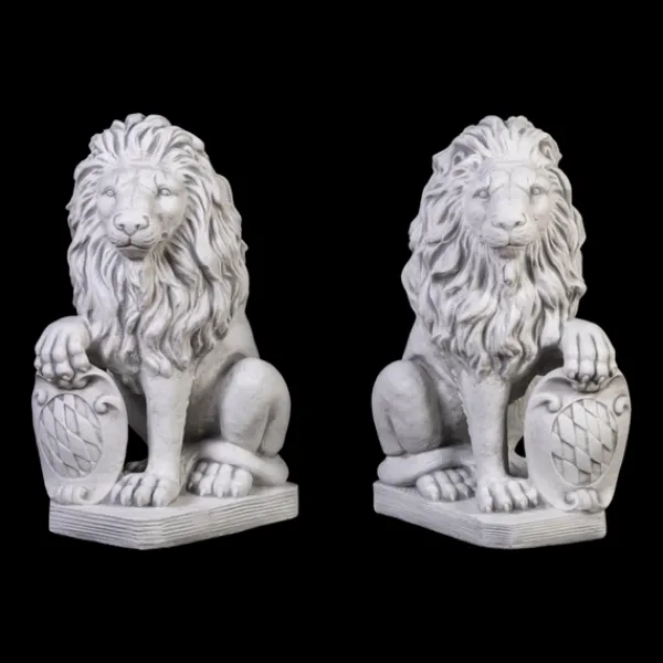 Gartendekoparadies Animaux-Prix ??spécial : paire de lions avec bouclier