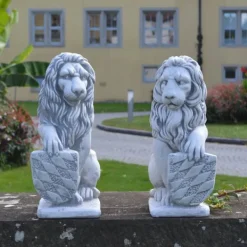 Gartendekoparadies Animaux-Prix ????spécial: Paire de Lions avec Bouclier