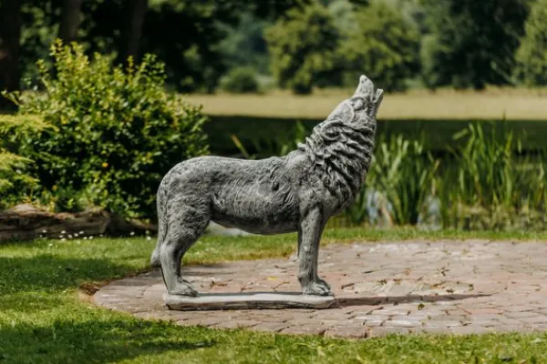 Gartendekoparadies Animaux-Statue : loup hurlant
