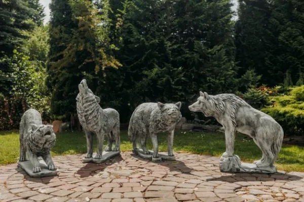 Gartendekoparadies Animaux-Statue : loup hurlant
