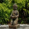 Gartendekoparadies Bouddhas-Statue de Bouddha enchanteresse sur un piédestal