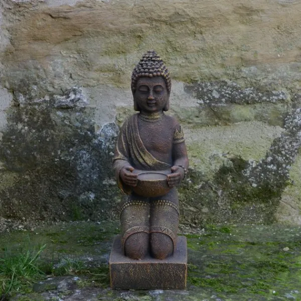 Gartendekoparadies Bouddhas-Statue de Bouddha enchanteresse sur un piédestal