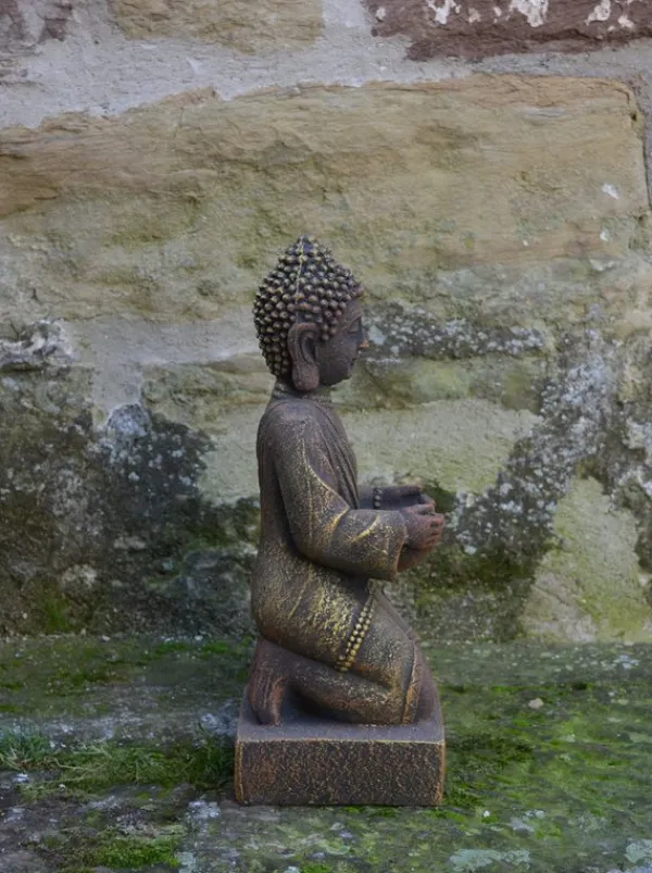 Gartendekoparadies Bouddhas-Statue de Bouddha enchanteresse sur un piédestal