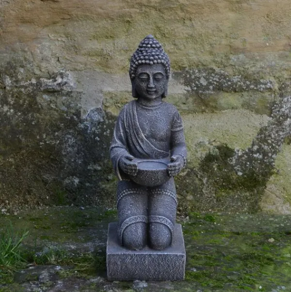 Gartendekoparadies Bouddhas-Statue de Bouddha enchanteresse sur un piédestal