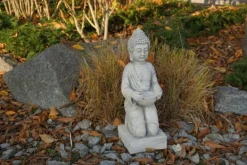 Gartendekoparadies Bouddhas-Statue de Bouddha enchanteresse sur un piédestal