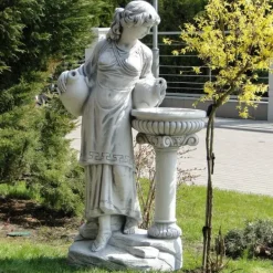 Gartendekoparadies Figures & Statues-Statue de femme au bain d'oiseau