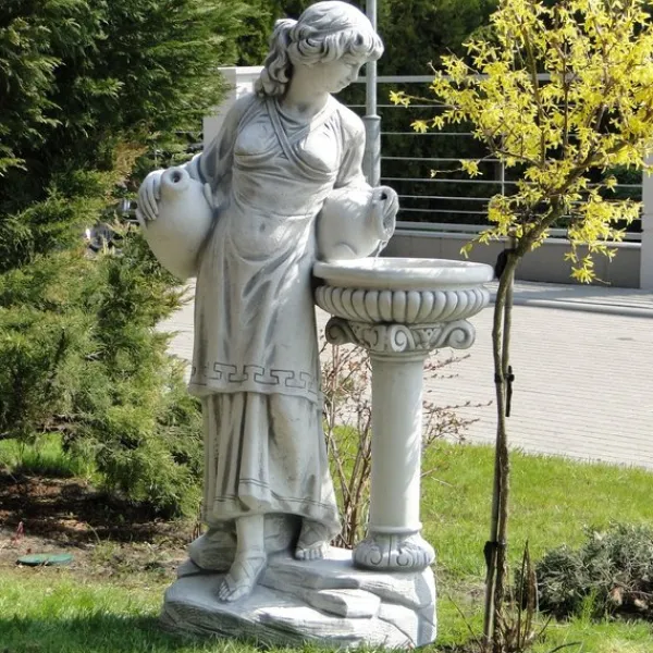 Gartendekoparadies Figures & Statues-Statue de femme au bain d'oiseau