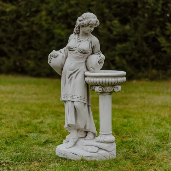 Gartendekoparadies Figures & Statues-Statue de femme au bain d'oiseau
