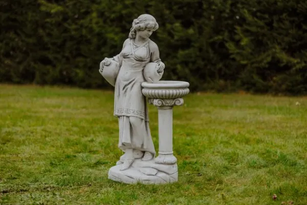 Gartendekoparadies Figures & Statues-Statue de femme au bain d'oiseau