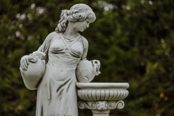 Gartendekoparadies Figures & Statues-Statue de femme au bain d'oiseau