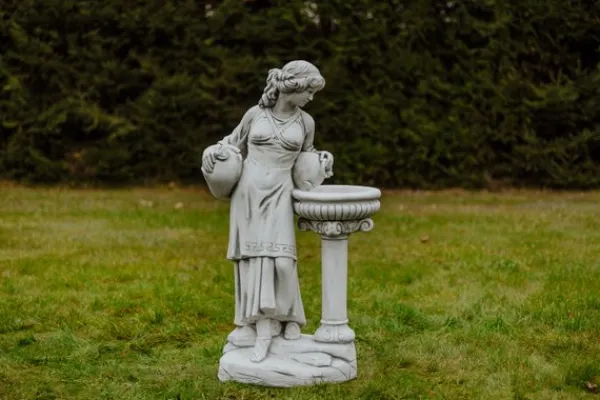 Gartendekoparadies Figures & Statues-Statue de femme au bain d'oiseau