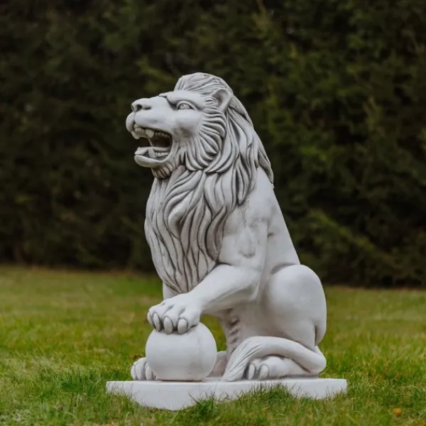 Gartendekoparadies Animaux-Statue de lion à gauche avec ballon