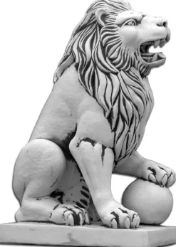 Gartendekoparadies Animaux-Statue de lion à gauche avec ballon