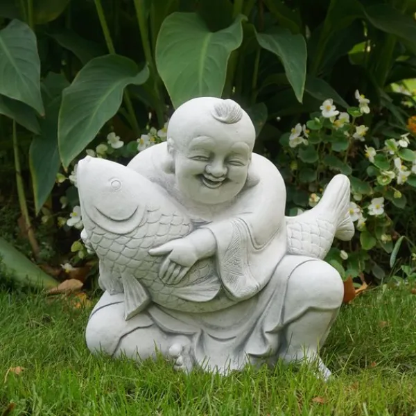 Gartendekoparadies Bouddhas-Statue du Grand Bouddha avec des poissons koi
