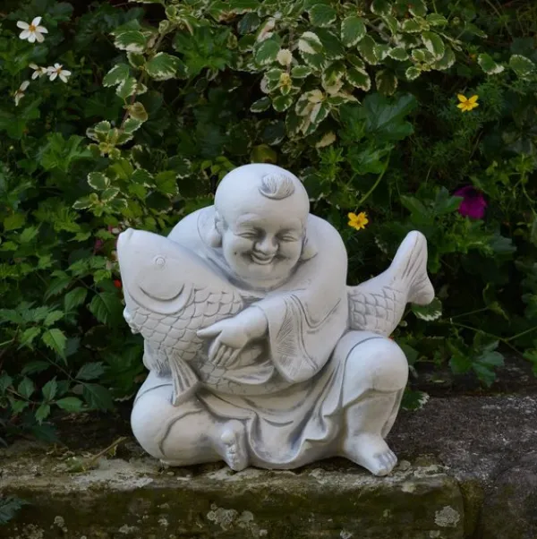 Gartendekoparadies Bouddhas-Statue du Grand Bouddha avec des poissons koi