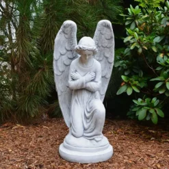 Gartendekoparadies Enfants & Anges-Statue d'ange sur socle rond