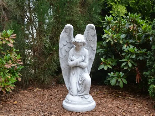 Gartendekoparadies Enfants & Anges-Statue d'ange sur socle rond